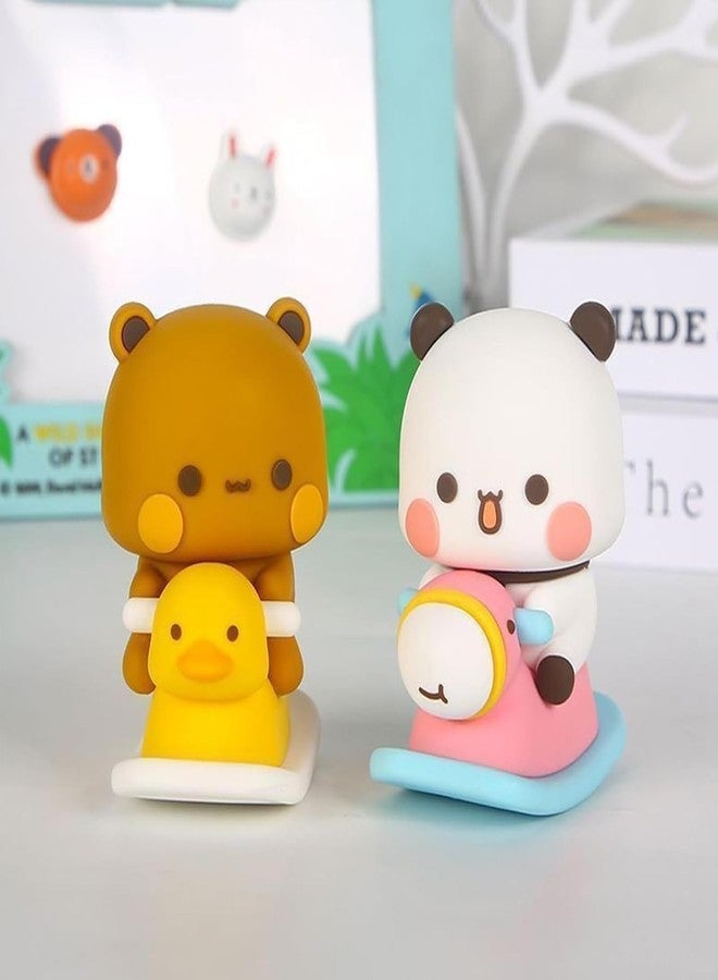 Tarini Bobble Head, 2 Pack Bubu Dudu Cute Cartoon Figurines - Kawaii Panda Bobbleheads for Desktop, Car Dashboard, Office & Room Decoration - Image 4